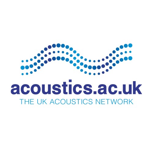 Picture of the UK Acoustics Network logo. A blue wave made up of dots with the company name and website underneath.